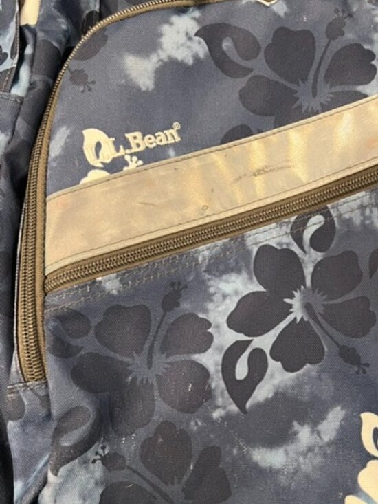 Vintage L.L. Bean Deluxe Book Pack Backpack Blue Floral Hibiscus Tie Dye 32L main image 6